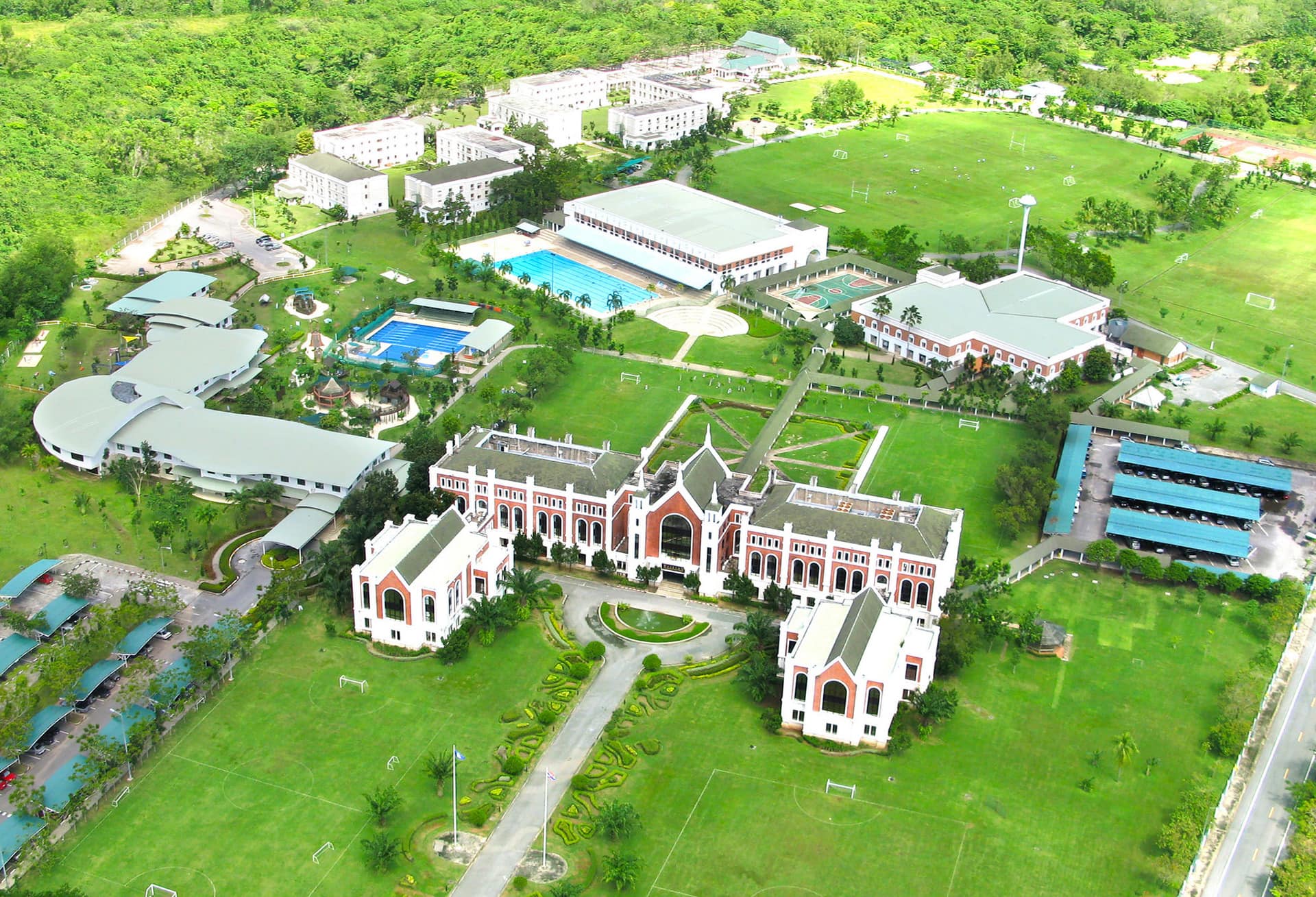 An aerial view of the British International School Phuket campus in Koh Kaew