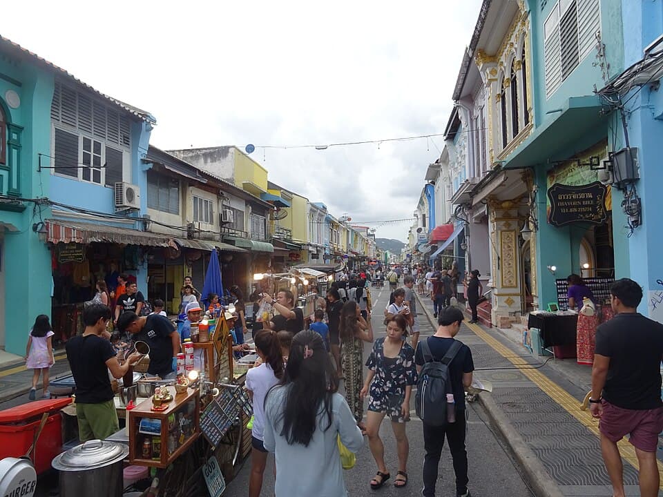 A street market on Thalang Road in Phuket Town